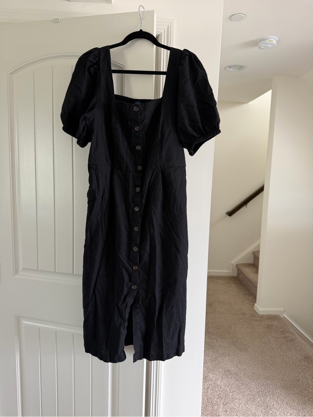 Old Navy Black Midi Button-Front Dress